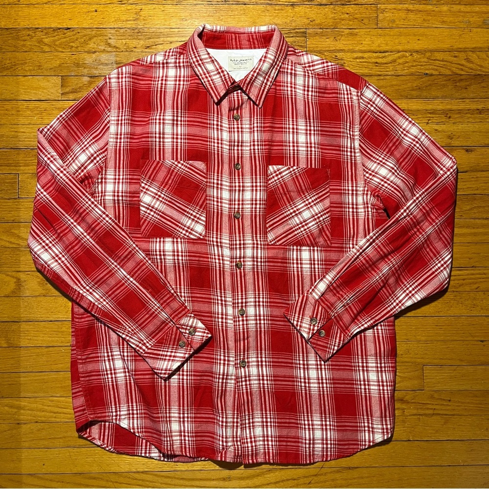 Nudie Jeans Red Plaid Men's Shirt Medium
